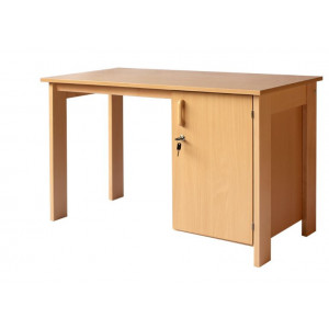 Bureau enseignant avec caisson de rangement - Structure hêtre massif - caisse mélaminé - Chant pvc de 2 mm