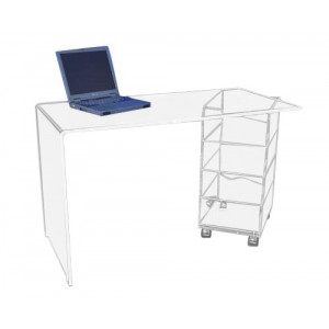 Bureau plexiglas 4 tiroirs - Plexiglas 1 et 1,5 cm - Plateau 125 x 60 - Hauteur 77 cm