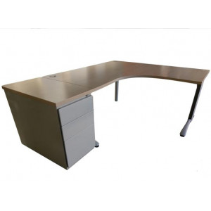 Bureau symétrique d'occasion - Longueur bureau : 160 cm + 42 cm du caisson