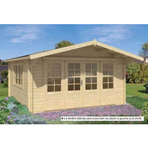 Cabane jardin en bois - Essence du bois : Sapin non traité - Dimensions : 440cm x 340cm + 90cm