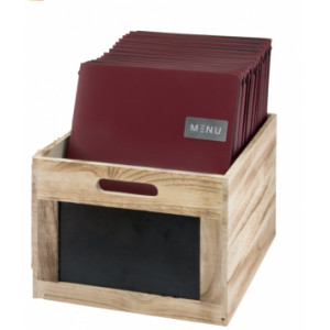 Caisse de rangement en bois avec ardoise noir - Bois léger de paulownia - Dimensions : 21 x 35 x 28,3 cm