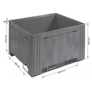 Caisse palette Gerbable recyclable - FIA : 1200 x1000 x h900 Gris 780 Litres