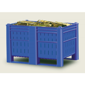 Caisse palette plastique monobloc Gerbage - Capacité : 1080 litres - Gerbage sur 6 niveaux jusqu’à 4 tonnes