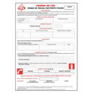 Carnet permis de feu - Dimensions : 21 x 29.7 cm