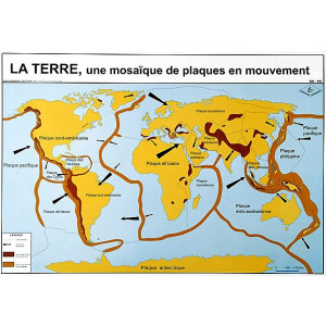 Carte du monde des séismes et tsunamis - Dimensions : H 70 x L 102 cm - Plastification : 42 µm