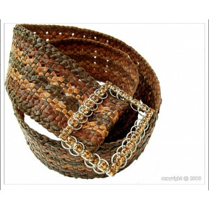 Ceinture pour femme cuir de vachette - Ensemble de trois cuirs - Boucle sertie de cristaux roses