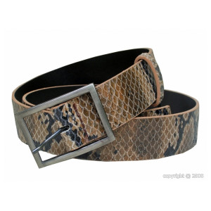 Ceinture pour femme cuir motif python - Longueur: 115 x 4 cm - Cuir de vachette