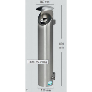 Cendrier colonne - Capacité : 4,2 L - Dimensions : H.530 x Ø 120 mm - Poids : 2 Kg