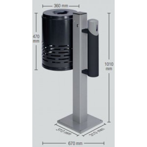 Cendrier corbeille 47 Litres - Capacité : 47 L - Dimensions : 310 x 310 x 1010 mm - Poids : 25 Kg