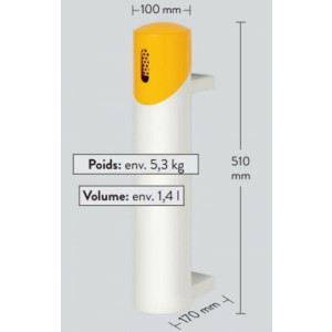 Cendrier mural d'extérieur - Capacité : 1,4 L - Dimensions : H.510 x Ø 100 mm - Poids : 5,3 Kg