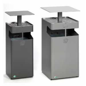 Cendrier poubelle à toit - Capacité : 38 L - Dimensions 350 x 350 x 880 mm - Poids : 18,4 Kg