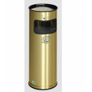Cendrier poubelle laiton - Capacité : 16,7 L - Dimensions : H.660 x Ø 230 mm - Poids : 5 Kg