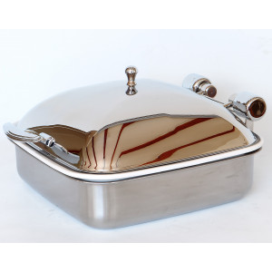 Chafing dish carré à induction - Couvercle Inox ou en verre - Capacité : 5,8 L