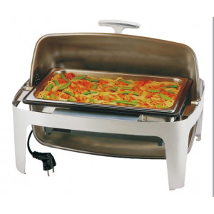 Chafing dish Elite electrique GN 1/1 avec couvercle - Avec ouvercle Roll Top ouverture 90 à 180 °