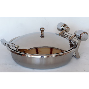 Chafing dish rond à induction - Couvercle inox ou en verre - Charnière laiton - Capacité : 3.8 L