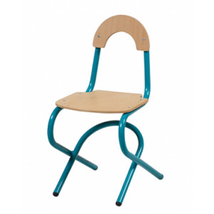 Chaise cantine appui sur table - Tailles 1 à 6 - Assise et dossier en hêtre - piètement tube aluminium Ø 25 mm
