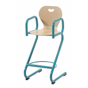 Chaise cantine haute - Hauteur d’assise 525 mm - Coque en hêtre - Avec accoudoirs