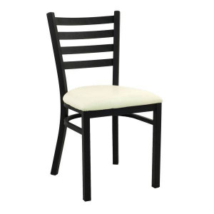 Chaise de bistrot en acier - Hauteur d'assise : 46 cm - Structure acier - Dos : acier - Assise : simili cuir