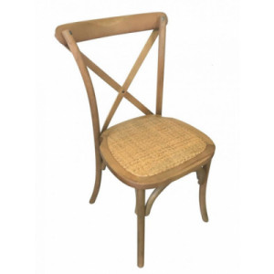 Chaise de réception bistrot  - Hauteur d'assise : 46 cm - Structure bois verni - Assise : galette imitation rotin