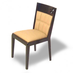 Chaise en bois exotique dossier en simili cuir - Assise et dossier en simili-cuir