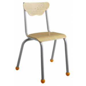 Chaise enfants - Tailles 1, 2, 3 et 4 - Assise et dossier en hêtre - Pieds en acier