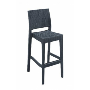 Chaise haute empilable - Hauteur assise : 75 cm – En polypropylène – Gris foncé