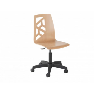 Chaise informatique coque en bois - Assise réglable en hauteur de 40 à 52 mm - Coque en hêtre 