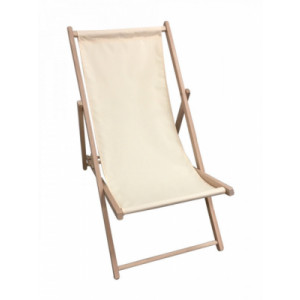 Chaise longue avec toile amovible - Bois de hêtre - 100% polyester - 3 positions 