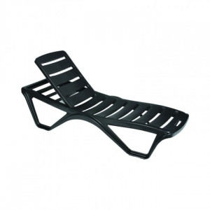 Chaise longue plastique à dossier inclinable CAPRICCIO - Usage : Extérieur - Structure polypropylène | - Dimensions (L x l x h)  : 188 x 67.5 x 35 cm