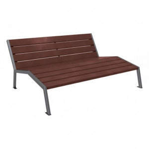 Chaise longue urbaine en plastique recyclé et acier - Longueur :1800 mm -  3 places - Sur platines
