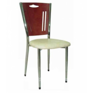 Chaise métallique avec dossier en bois - Dimensions (LxlxH) cm : 86 x 46 x 43