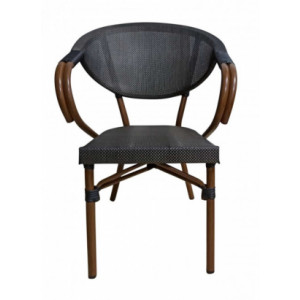 Chaise pour bistrot empilable - Hauteur d'assise: 44 cm - Structure aluminium - dossier et assise: tissage textile - Polypropylène