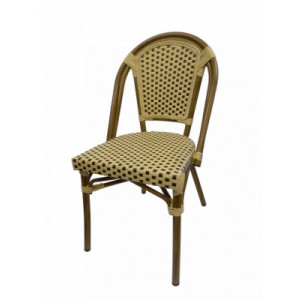 Chaise rotin pour terrasse - Hauteur d'assise: 44 cm - Aluminium effet bambou - Dos et assise : rotin synthétique