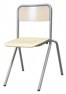 Chaise scolaire 4 pieds appui sur table - Taille 6 - Assise et dossier en hêtre - Hauteur d'assise : 460 mm