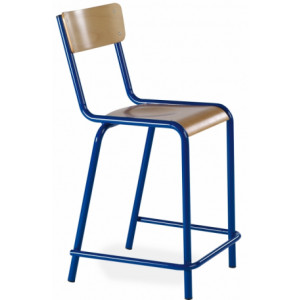 Chaise scolaire haute - Hauteur d’assise : 58 cm - Piètement tube Ø 25 mm et 20 mm