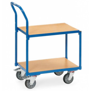 https://www.techni-contact.site/ressources/images/produits/merchandising/chariot-2-plateaux-ensactre-pour-bac-93115625-1.jpg - Charge : 250 kg - 2 plateaux en mélaminé - Hauteur totale : 970 mm