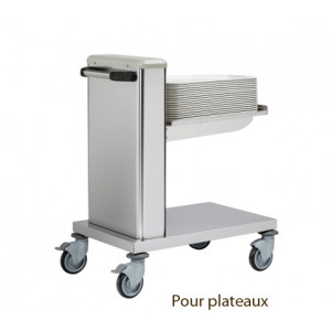 Chariot à niveau constant pour plateaux - Matière : en inox- 4 roues dont 2 à frein- Dim(L x P x H):805 x 545 x 974 mm