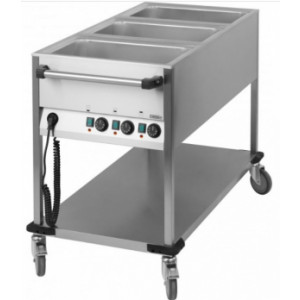 Chariot bain-marie à eau cuve emboutie - Chariot bain-marie à eau 3 x GN 1/1