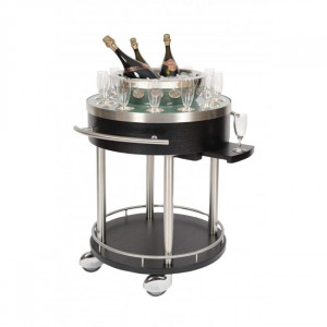 Chariot bar en inox brossé - Finition inox brossé - Diamètre : 75 cm - Hauteur : 83 cm