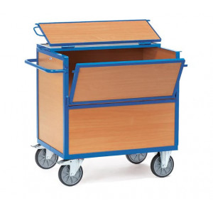 https://www.techni-contact.site/ressources/images/produits/merchandising/chariot-caisse-en-bois-avec-couvercle-14327572-1.jpg - Charge : 600 Kg - Bois en mélaminé surface effet hêtre - Avec couvercle