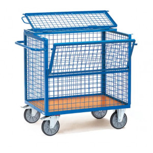 https://www.techni-contact.site/ressources/images/produits/merchandising/chariot-caisse-treillis-metallique-avec-couvercle-91196712-1.jpg - Charge : 600 kg - Hauteur utile: 700 mm - Livré démonté, roues montée