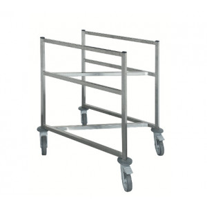 Chariot cuvier encastrable - Matière :  inox AISI 304L- 4 roulettes - Dim (L x l x H)  : 555 x 705 x 860mm