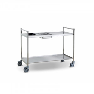 Chariot de débarrassage en inox - Dimension : 1330 x 640 x 920 mm - 4 roues Ø 125 mm en polyamide