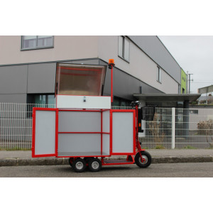 Chariot de nettoyage professionnel multifonction motorisé - Dimensions Caisson : long 90 x Haut 101 x Larg 70