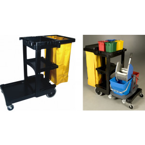 Chariot de nettoyage rubbermaid - Dim : 116,8 x 55,2 x 97,5 cm -  Matériau - Polypropylène - Coloris : Noir