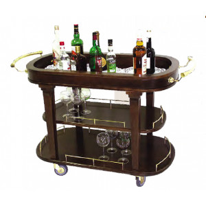 Chariot de service bar en bois - Dimensions (L x l x H) : 1200 x 560 x 820 mm