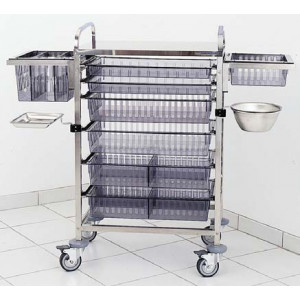 Chariot de soins inox - Matière : inox - Dimensions : L 655 x l 450 x h 1020 mm