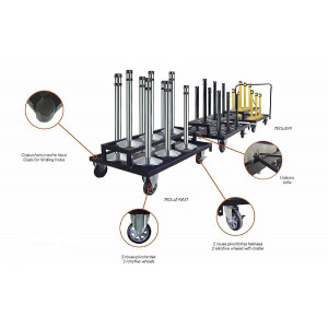 Chariot de transport poteaux - Nombre de poteaux : 9 / 6 - Dimensions : 1160 x 850 x 900mm / 1160 x 850 x 450mm