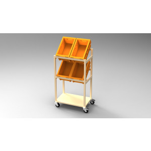 Chariot distribution courrier - Dim : 1450 x 750 x 700 mm - Dim bac poste : 200 x 500 x 300 mm