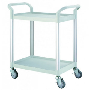 Chariot en plastique à 2 plateaux - Charge maximum : 250 Kg - Dimensions( Lx l x H) : 850 x 480 x 950 mm